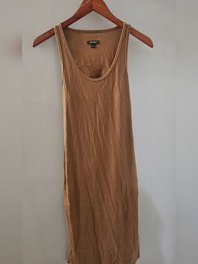 Ribbed Tank Midi Dress in Tan Brown